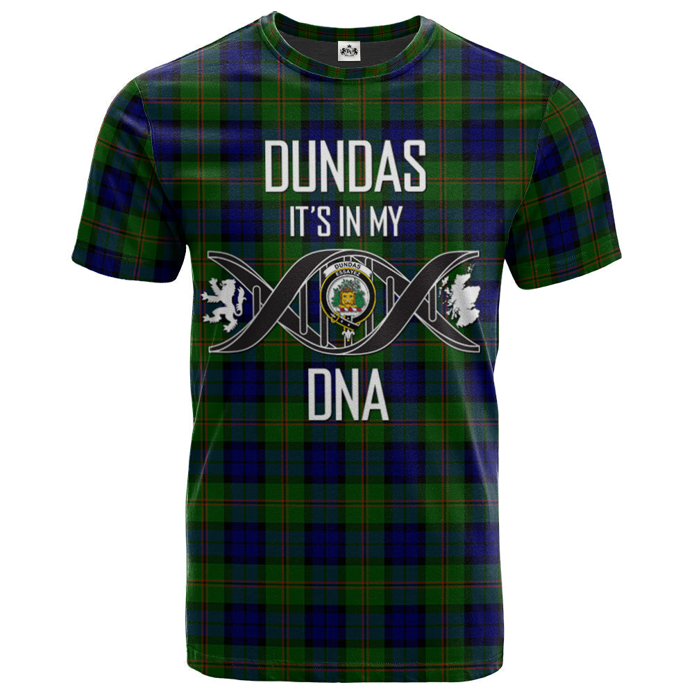 Printivon Dundas Modern Clan DNA In Me Tartan Crest T Shirt