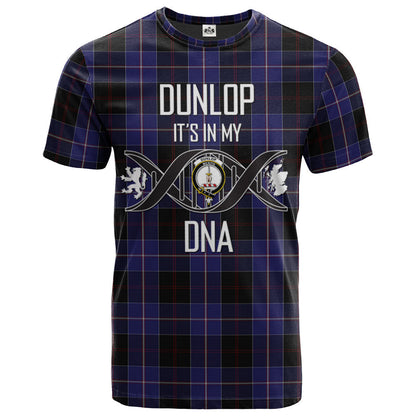 Printivon Dunlop Clan DNA In Me Tartan Crest T Shirt