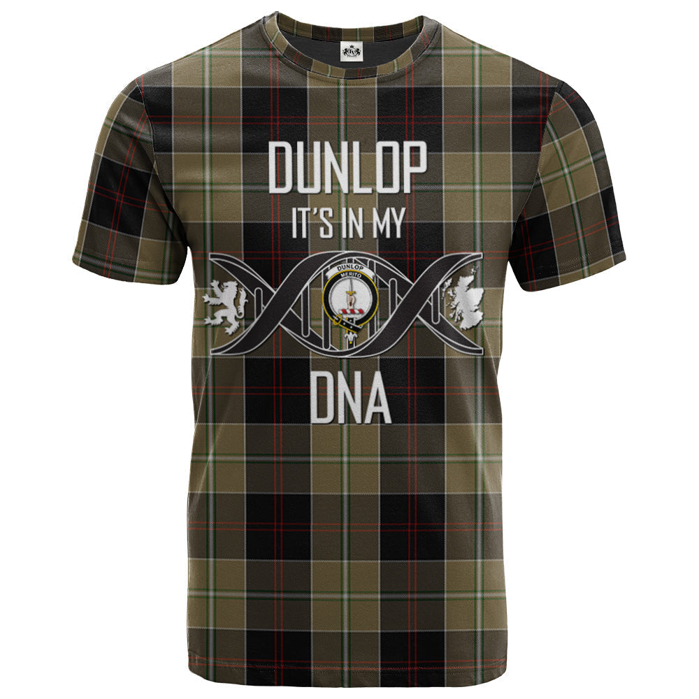 Printivon Dunlop Hunting Clan DNA In Me Tartan Crest T Shirt