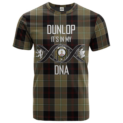Printivon Dunlop Hunting Clan DNA In Me Tartan Crest T Shirt