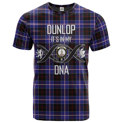 Printivon Dunlop Modern Clan DNA In Me Tartan Crest T Shirt