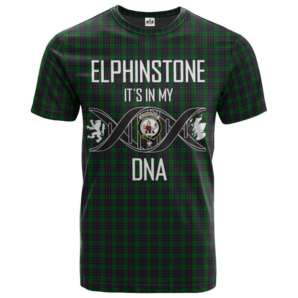 Printivon Elphinstone Clan DNA In Me Tartan Crest T Shirt