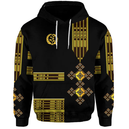 Eritrea Hoodie Fancy Simple Tibeb Style Black