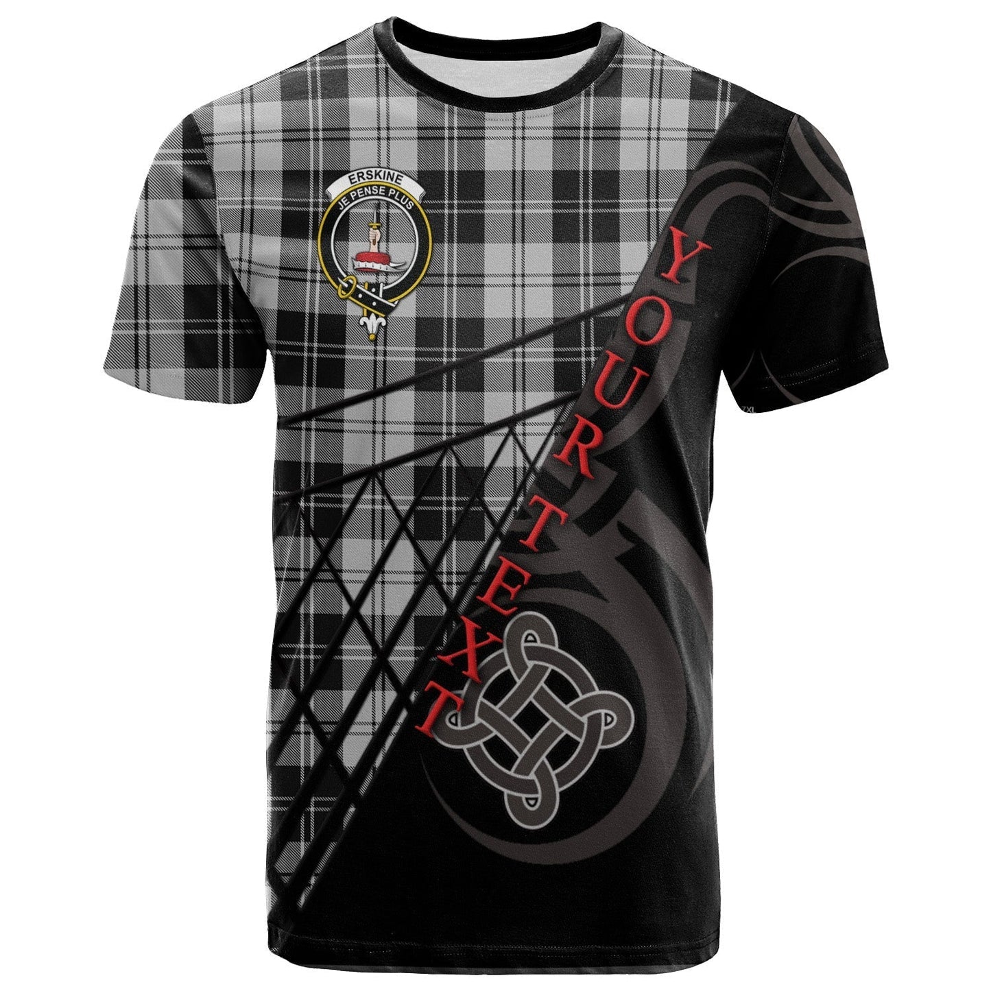 Printivon Erskine Black and White T Shirt Pattern Celtic 