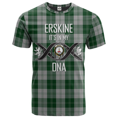 Printivon Erskine Green Clan DNA In Me Tartan Crest T Shirt