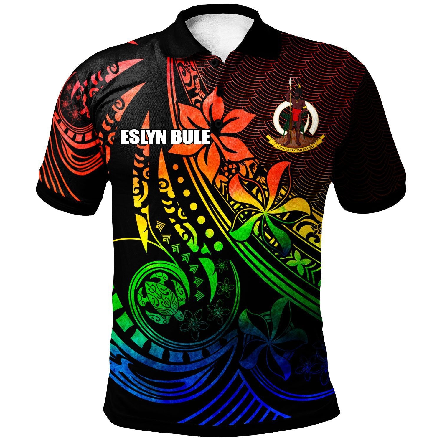 Eslyn Bule Vanuatu Polo Shirt - The Flow Of The Ocean Rainbow Color