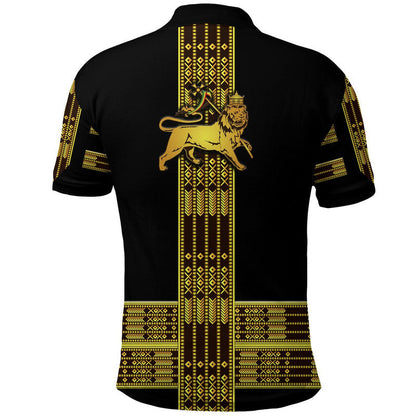 Ethiopia Polo Shirt Ethiopian Lion Of Judah Simple Tibeb Style Black
