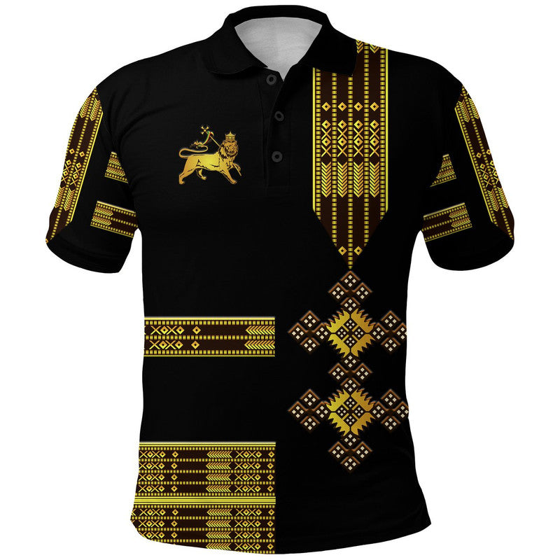 Ethiopia Polo Shirt Ethiopian Lion Of Judah Simple Tibeb Style Black