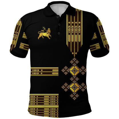 Ethiopia Polo Shirt Ethiopian Lion Of Judah Simple Tibeb Style Black