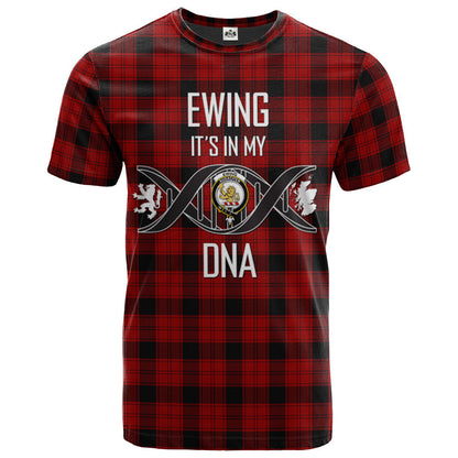 Printivon Ewing Clan DNA In Me Tartan Crest T Shirt