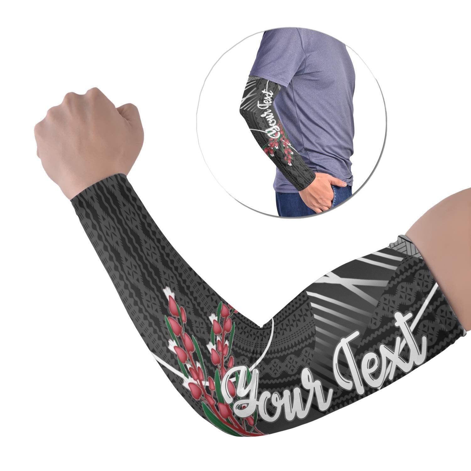 Fiji Arms Sleeve ( Set of 2) - Custom Personalised Fiji Flowers With Seal