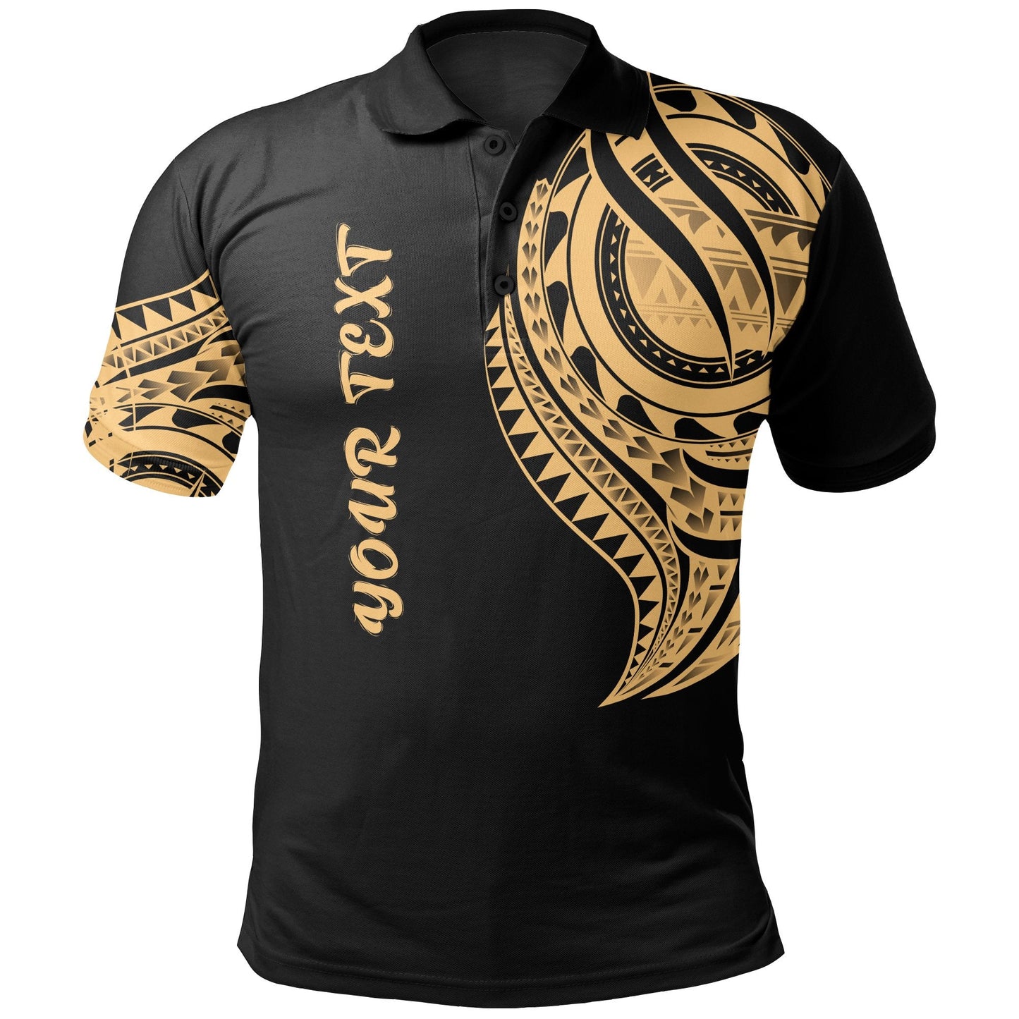 Solomon Islands Custom Personalised Polo Shirt - Solomon Islands Tatau Gold Patterns