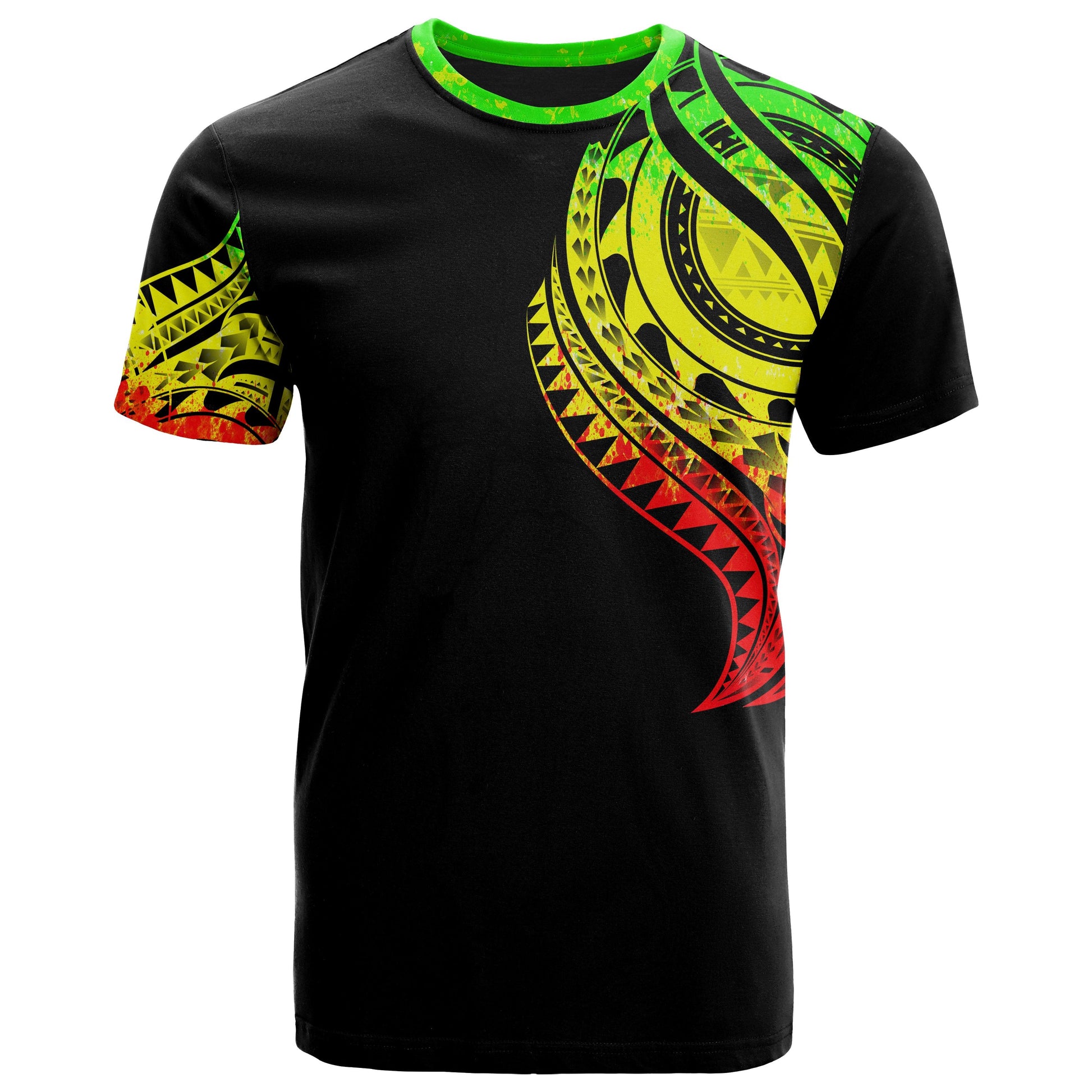 Samoa T - Shirt - Samoan Tatau Reggae Patterns With Coat Of Arms