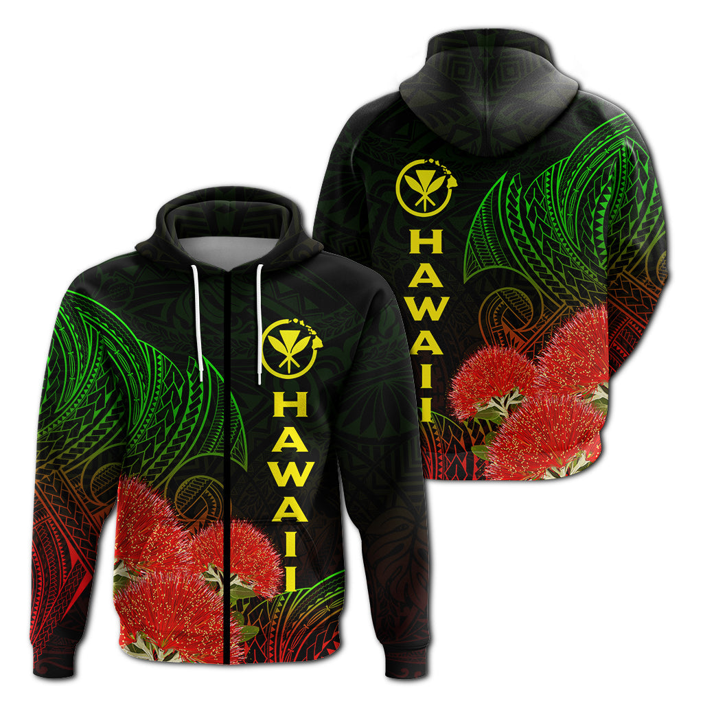 Hawaii Polynesian Zip Hoodie Ohia Lehua