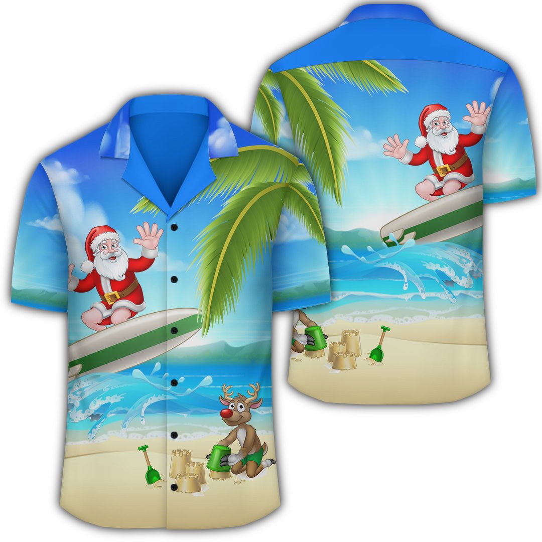 Hawaii Santa Claus Surf Hawaiian Shirt