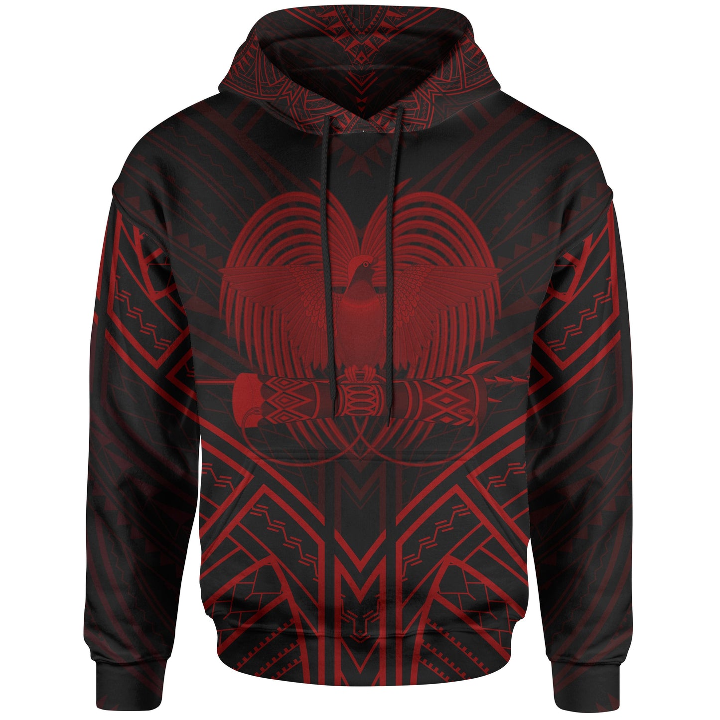 Papua New Guinea Hoodie Papua New Guinea Seal Red Tribal Patterns