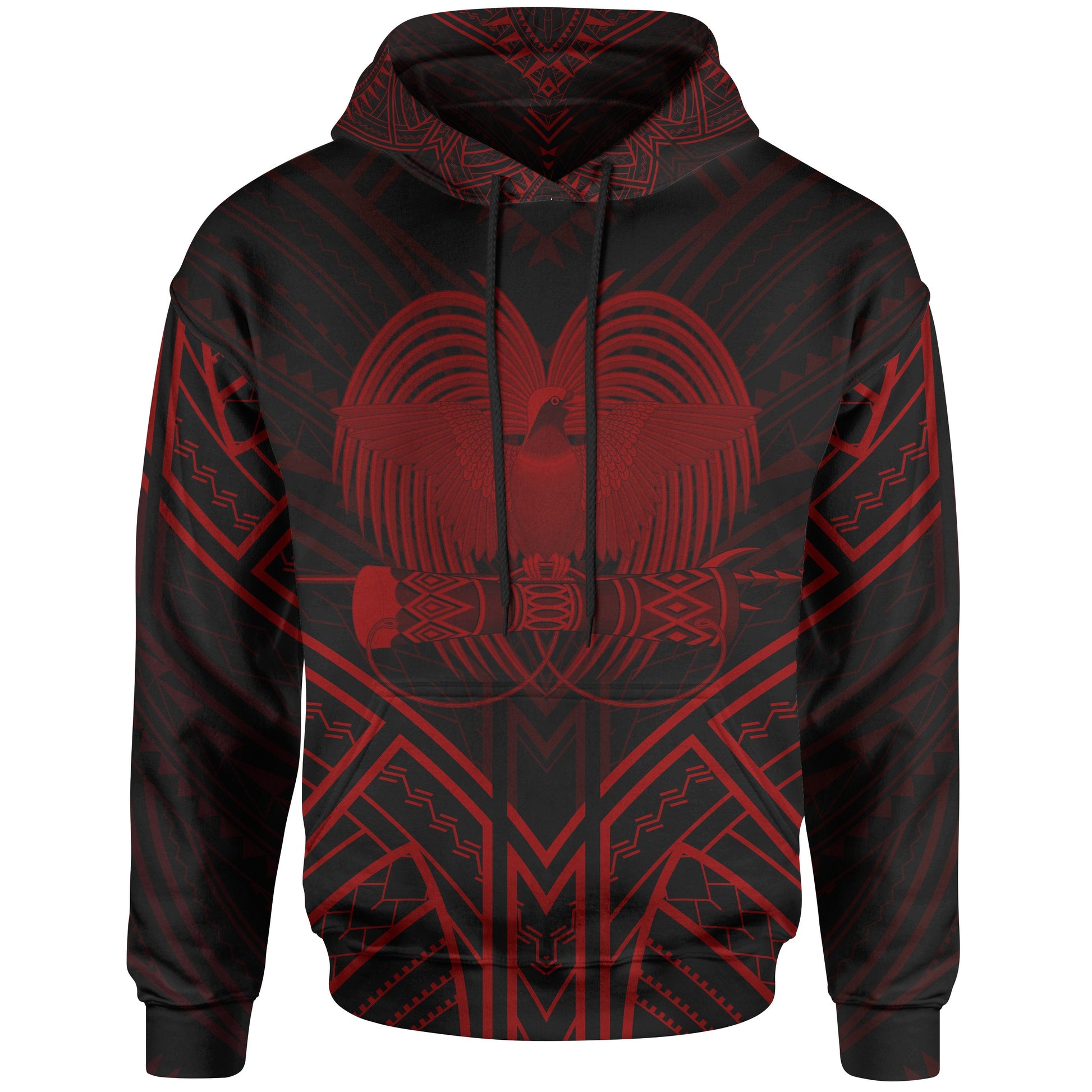 Papua New Guinea Hoodie Papua New Guinea Seal Red Tribal Patterns