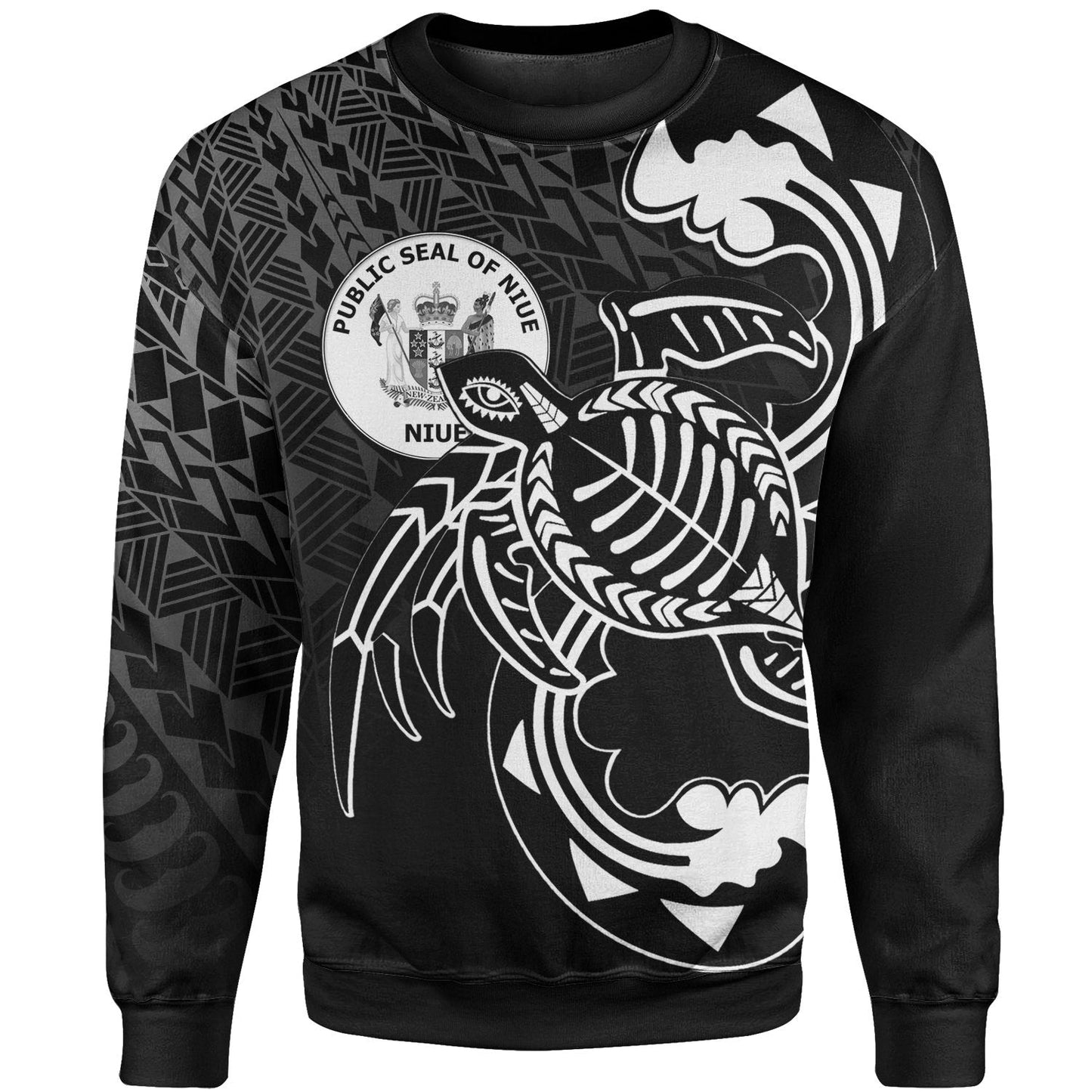 Niue Sweatshirt Turtle With Polynesian Waves
