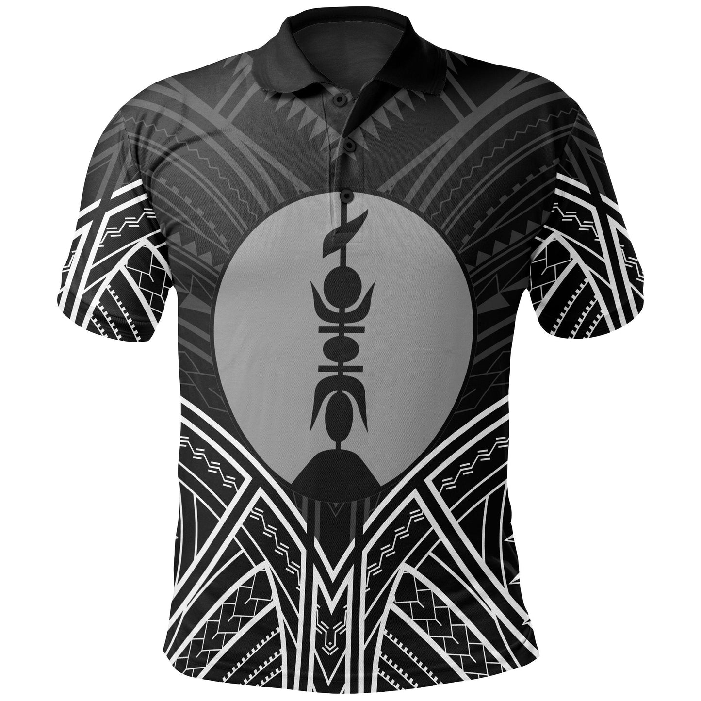 New Caledonia Polo Shirt - New Caledonia Seal Black Tribal Patterns
