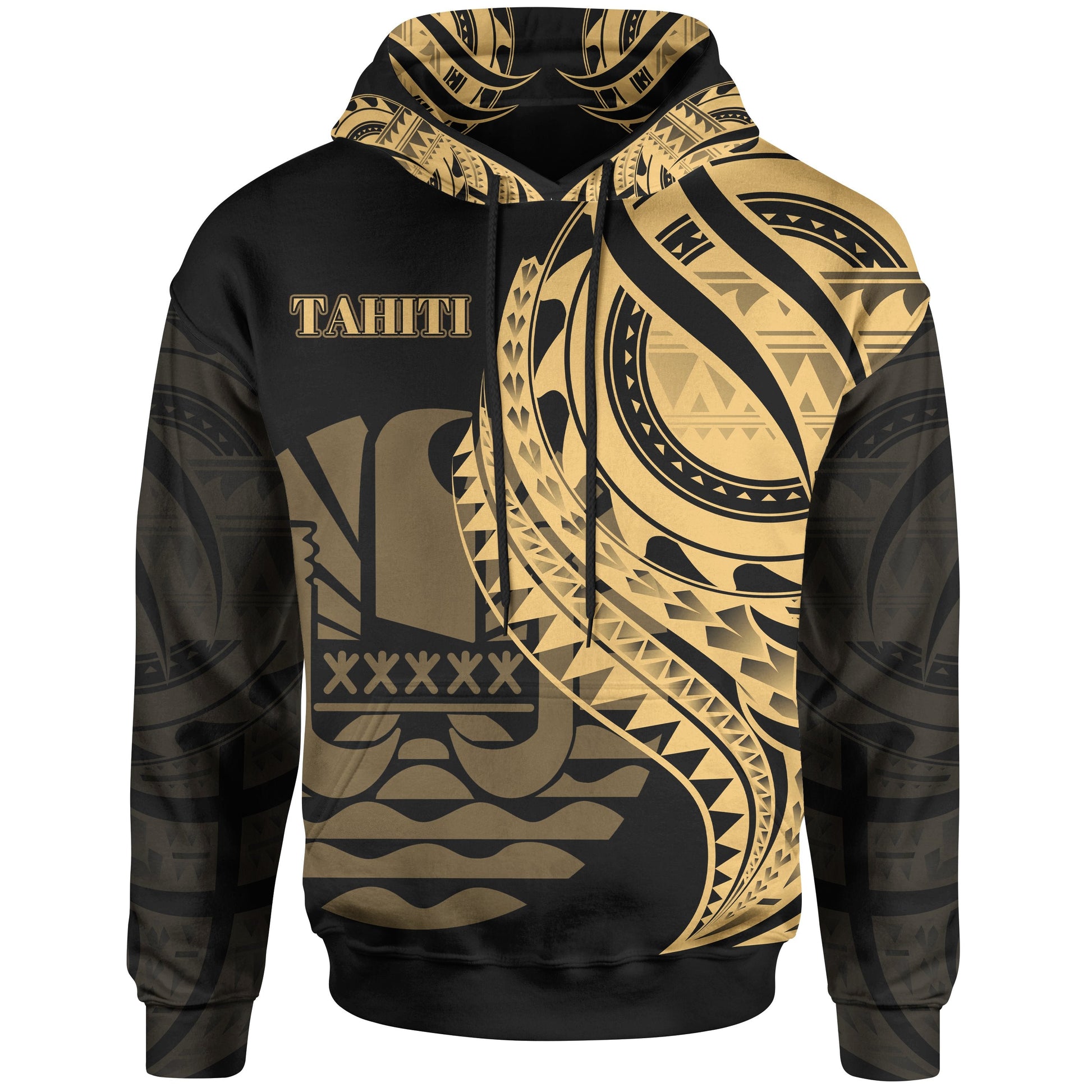 Tahiti Hoodie Gold Polynesian Patterns Best Tahiti Ever