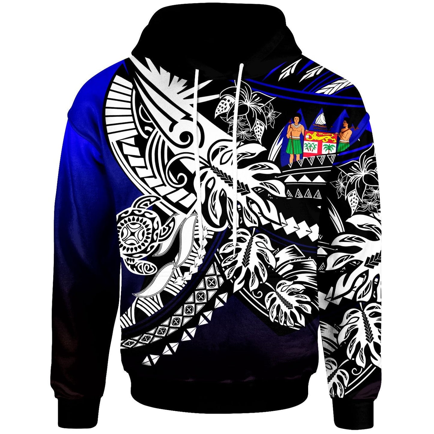 Fiji Hoodie Tribal Jungle Pattern Blue Color