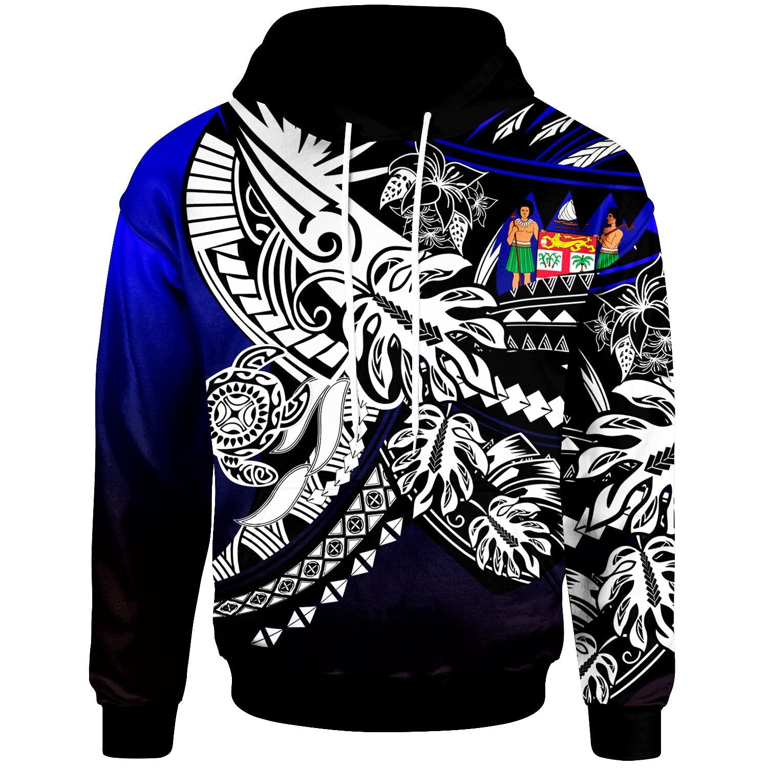 Fiji Hoodie Tribal Jungle Pattern Blue Color