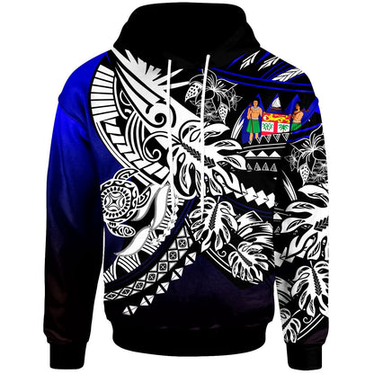Fiji Hoodie Tribal Jungle Pattern Blue Color