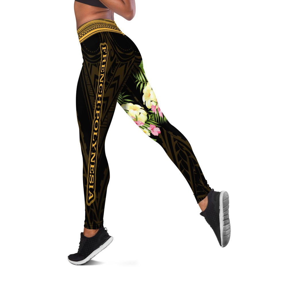 French Polynesia Leggings - Polynesian Gold Patterns Collection