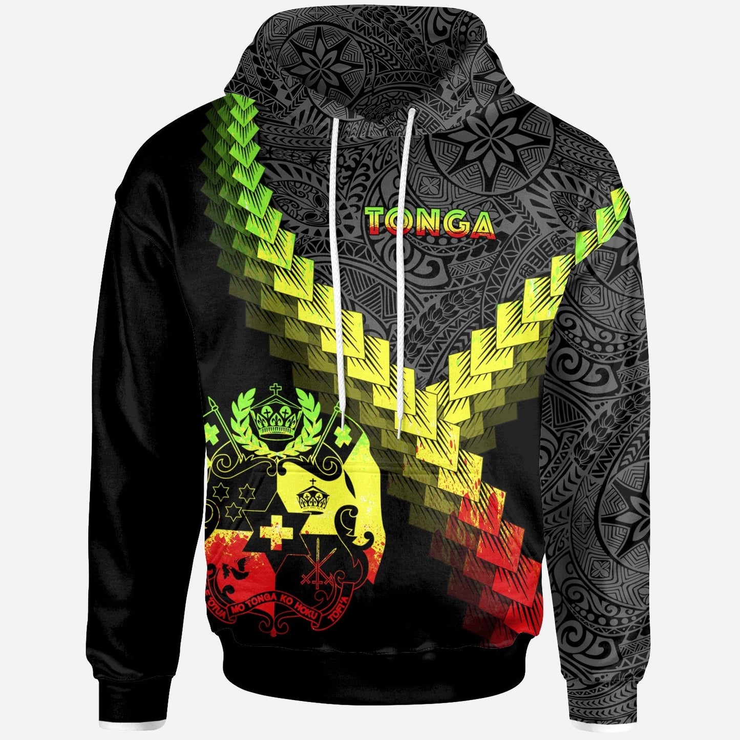 Tonga Hoodie Tonga Coat Of Arms With Polynesian Tattoo Reggae