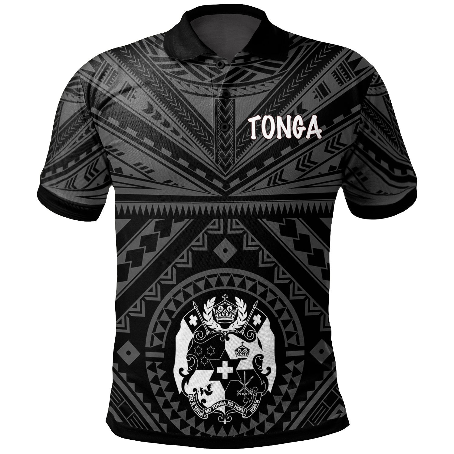 Tonga Polo Shirt - Tonga Seal With Polynesian Tattoo Style Black