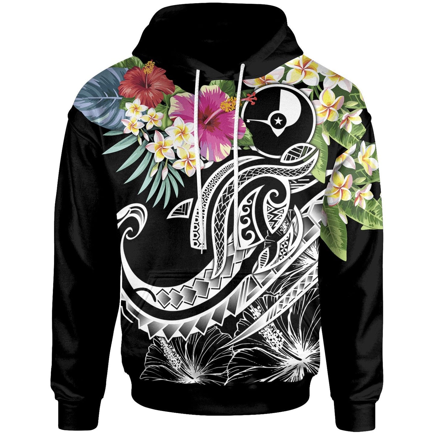 YAP Polynesian Hoodie Summer Plumeria (Black)