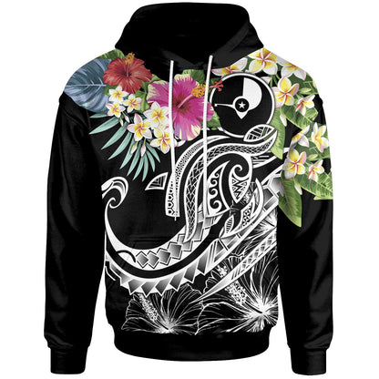 YAP Polynesian Hoodie Summer Plumeria (Black)