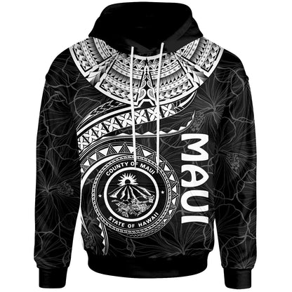 Polynesian Hawaii Hoodie Maui Polynesian Waves White
