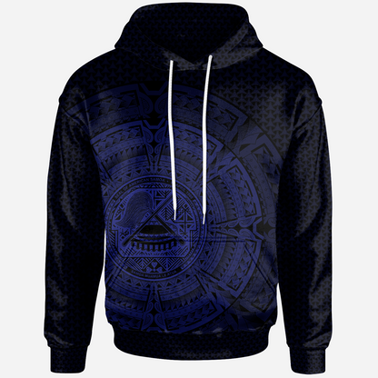 American Samoa Polynesian Hoodie Polynesian Circle Blue