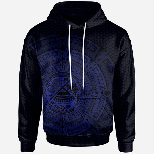 American Samoa Polynesian Hoodie Polynesian Circle Blue