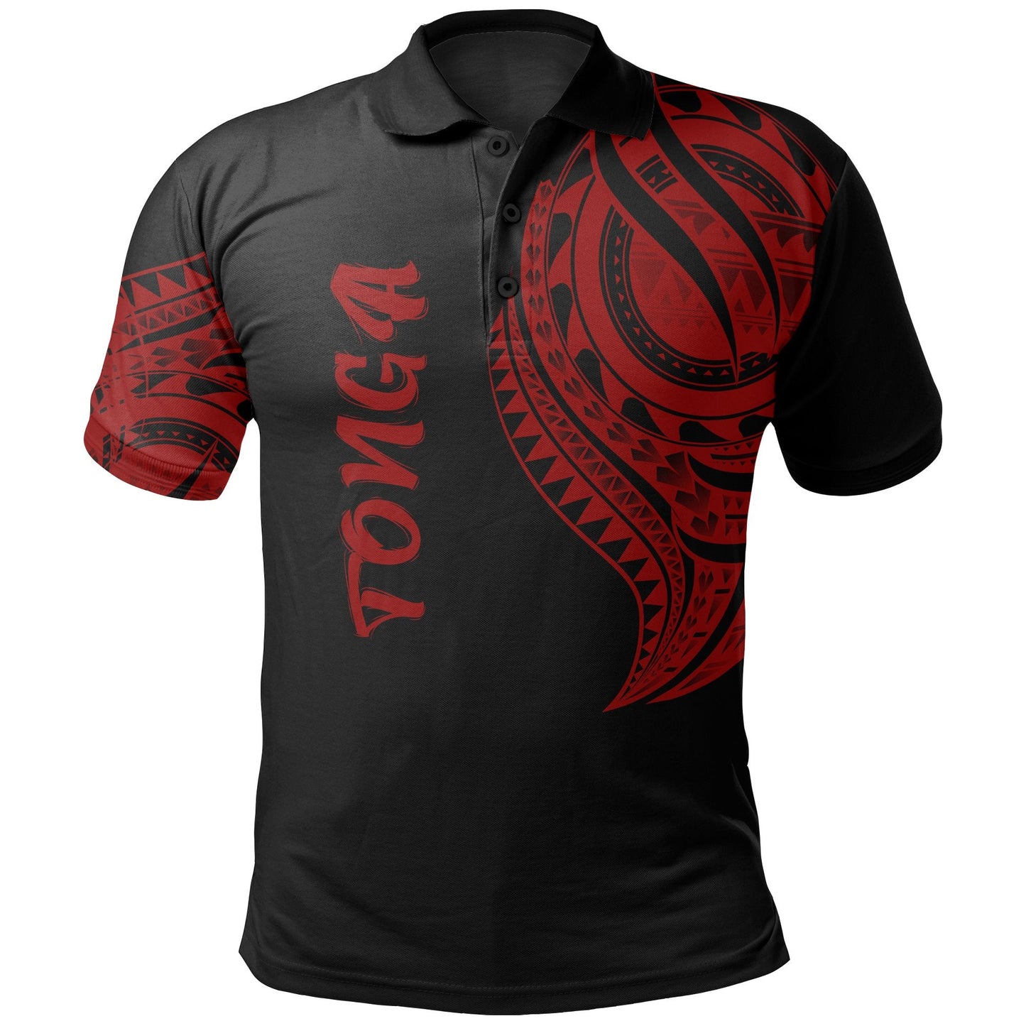 Tonga Polo Shirt - Tonga Tatau Red Patterns