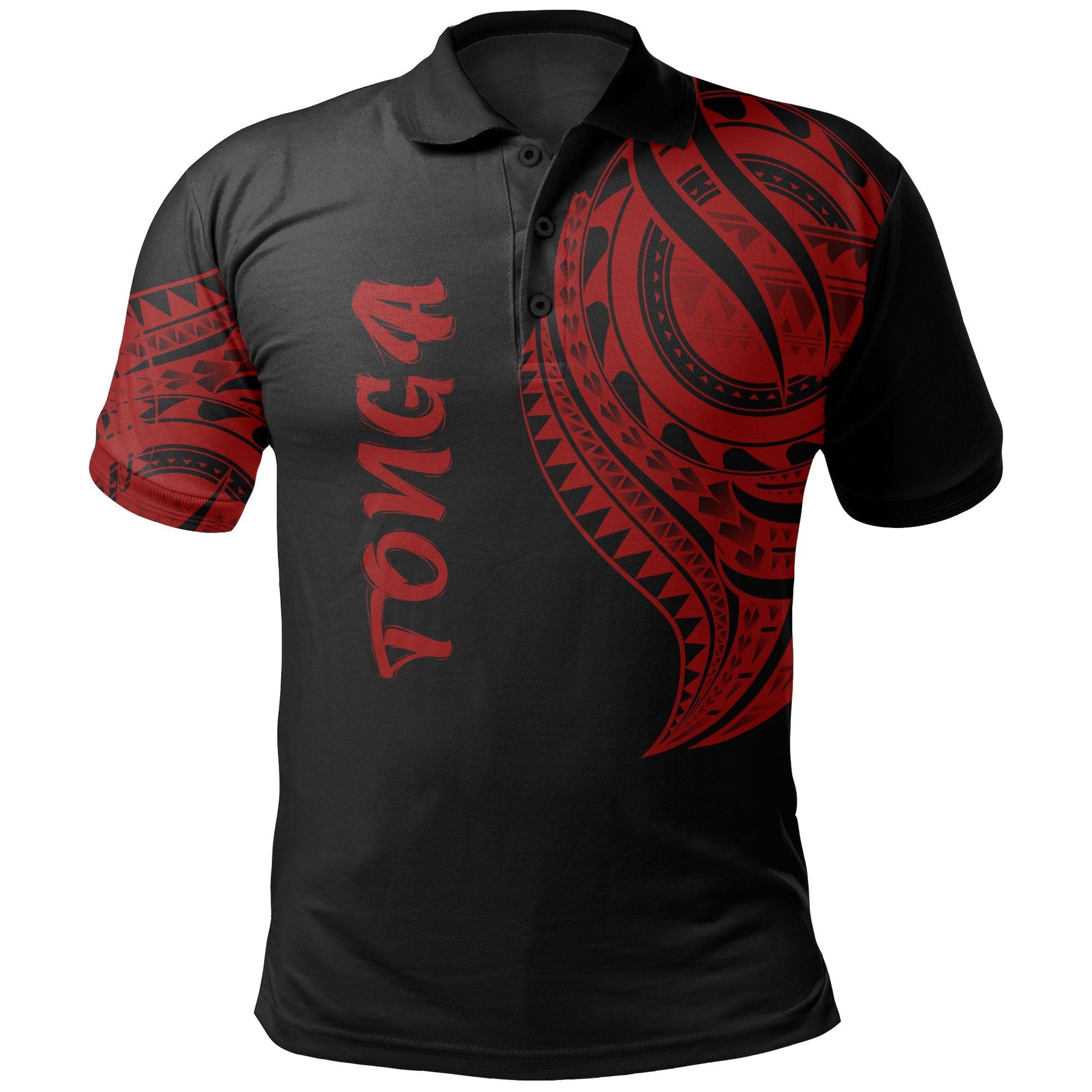 Tonga Polo Shirt - Tonga Tatau Red Patterns