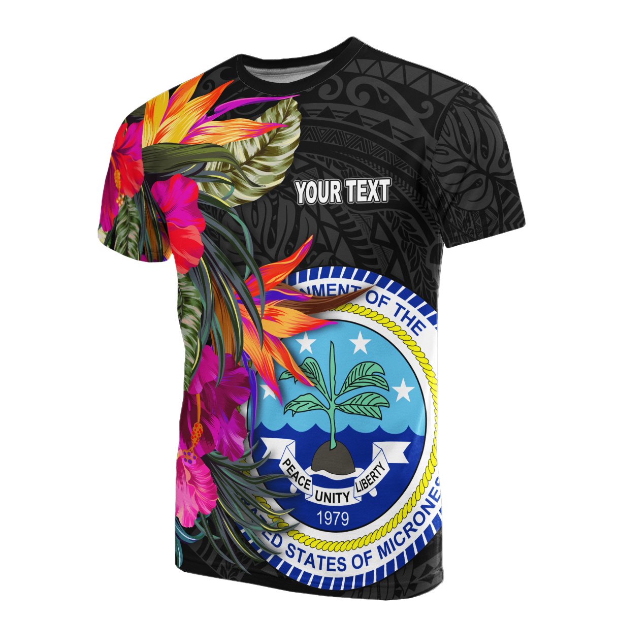 Federated States Of Micronesia Custom Personalised T Shirt Hibiscus Pattern