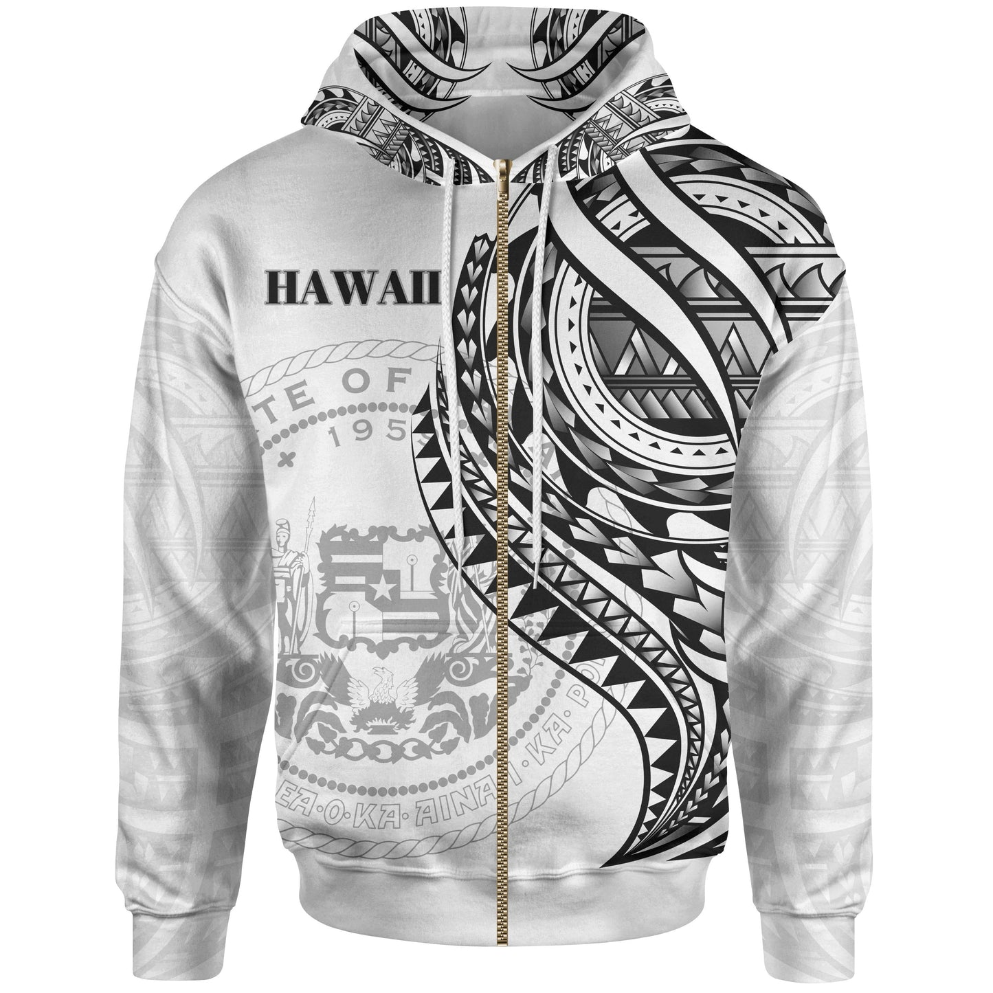 Hawaii Zip Hoodie Black Polynesian Patterns Best Hawaii Ever