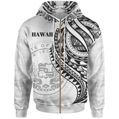 Hawaii Zip Hoodie Black Polynesian Patterns Best Hawaii Ever