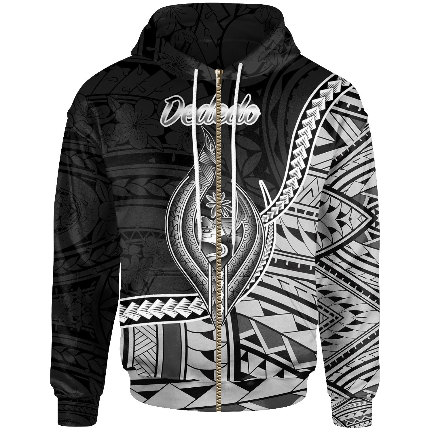 Guam Zip Hoodie Dededo Seal Of Guam Polynesian Patterns