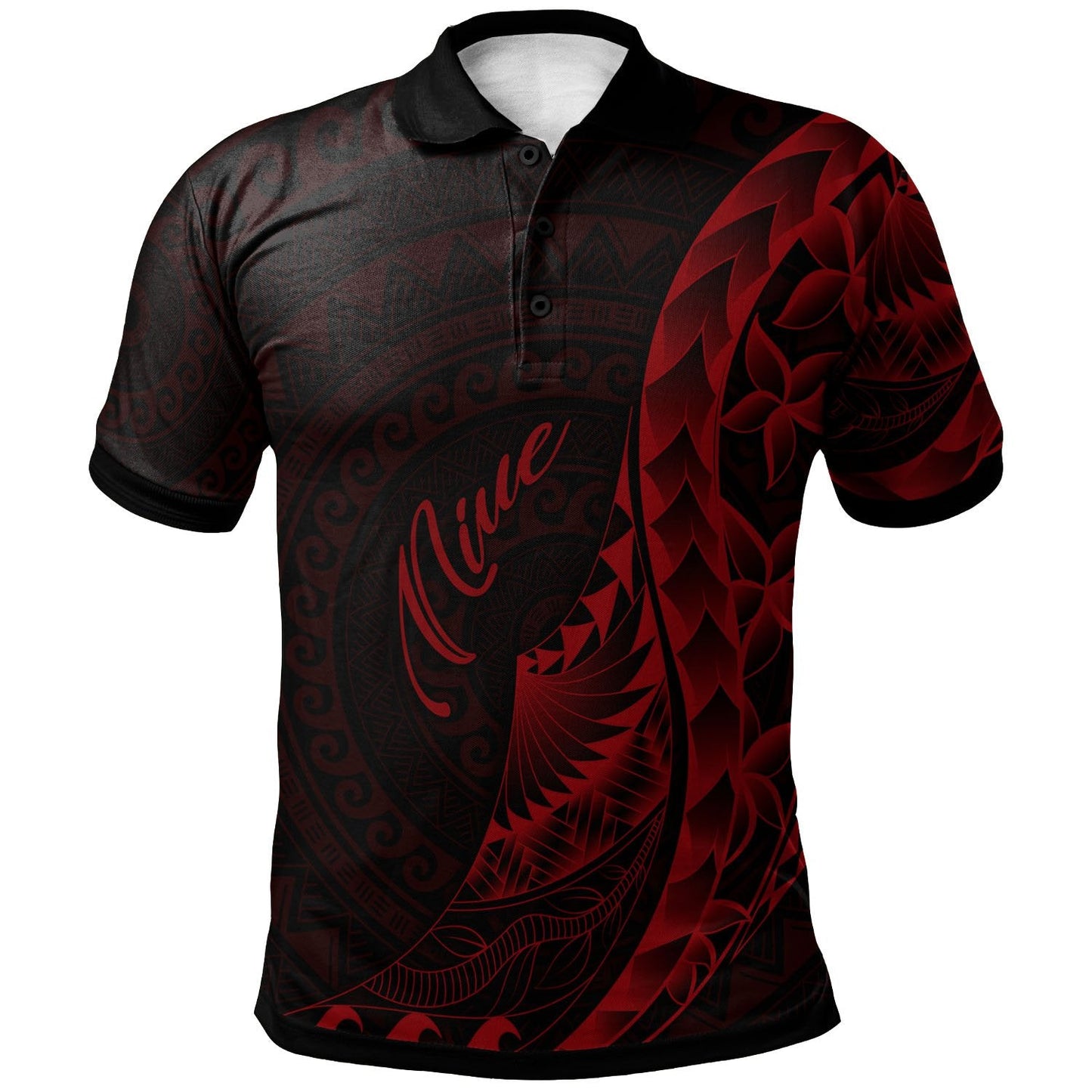 Niue Polo Shirt - Polynesian Pattern Style Red Color
