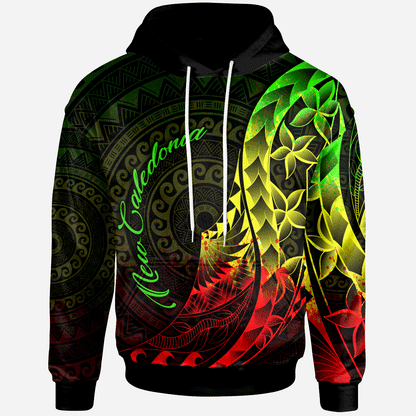 Custom Text New Caledonia Hoodie Custom Personalised Polynesian Pattern Style Reggae Color