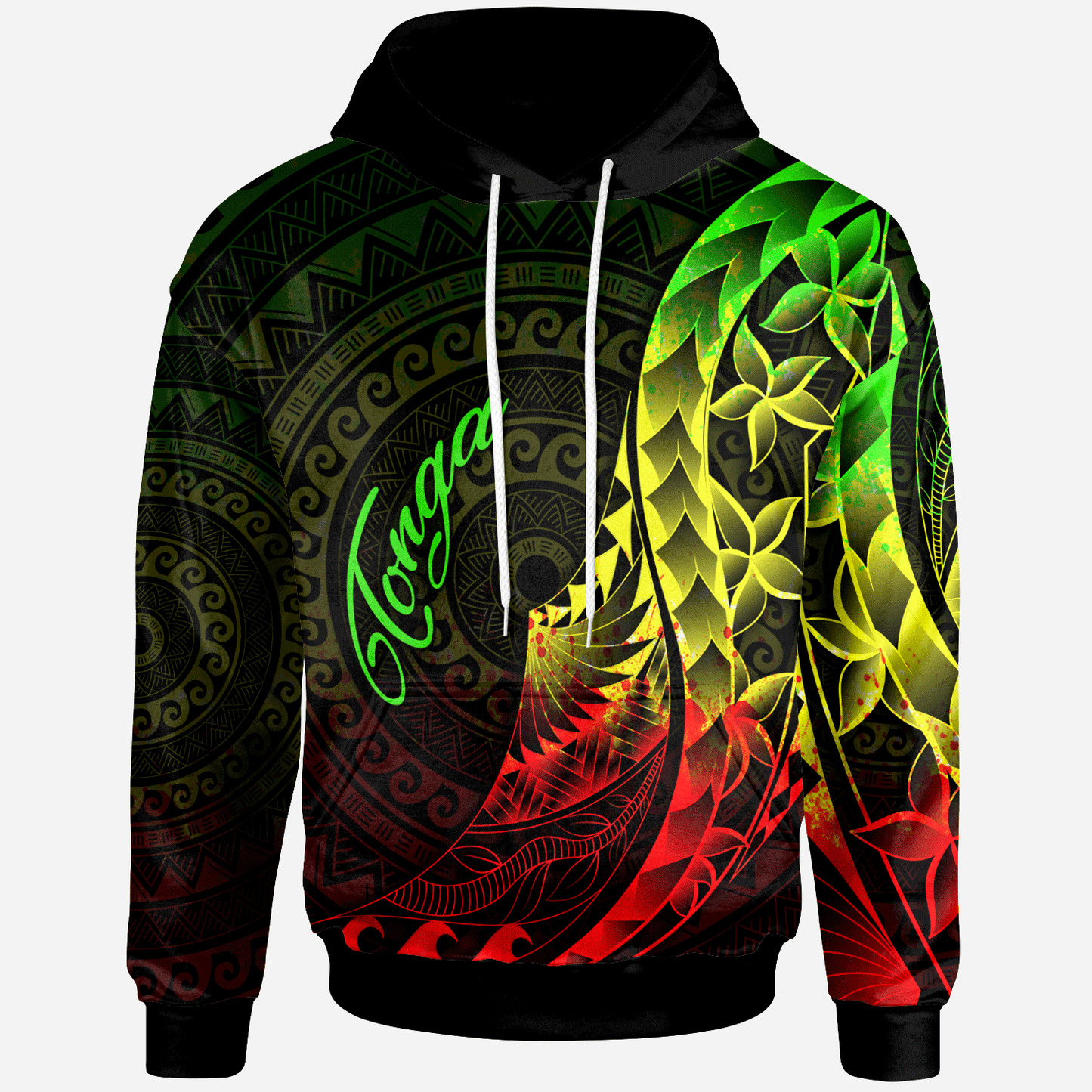 Tonga Hoodie Polynesian Pattern Style Reggae Color