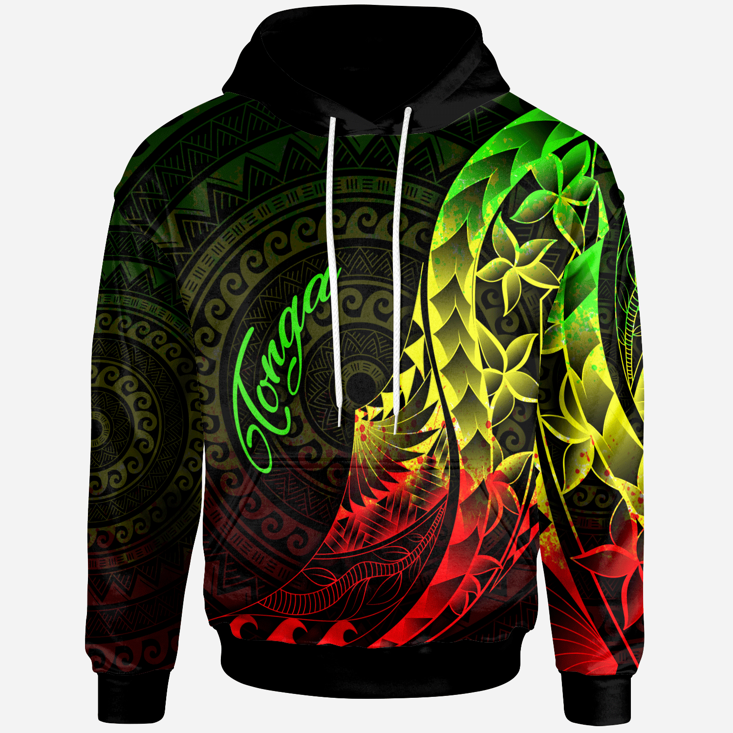 Tonga Hoodie Polynesian Pattern Style Reggae Color