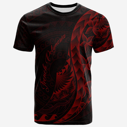 French Polynesia T Shirt Polynesian Pattern Style Red Color
