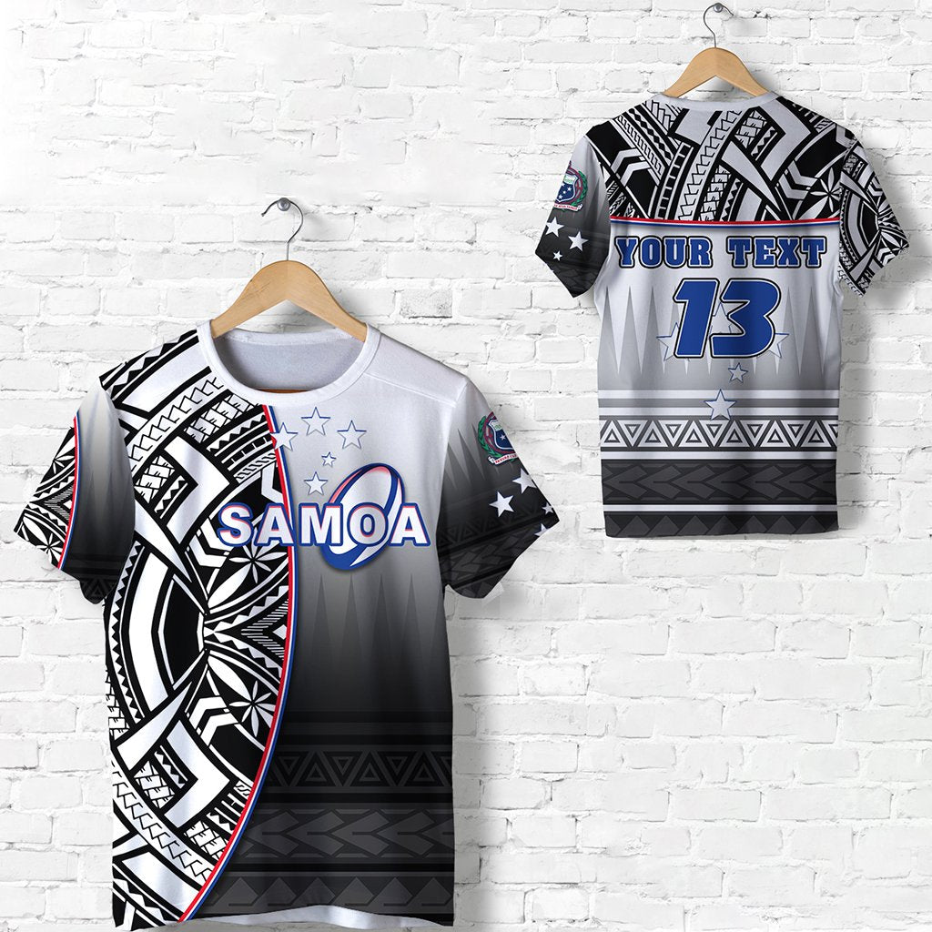 Custom Personalised Manu Samoa Rugby T Shirt Impressive Version Black - Custom Text And Number