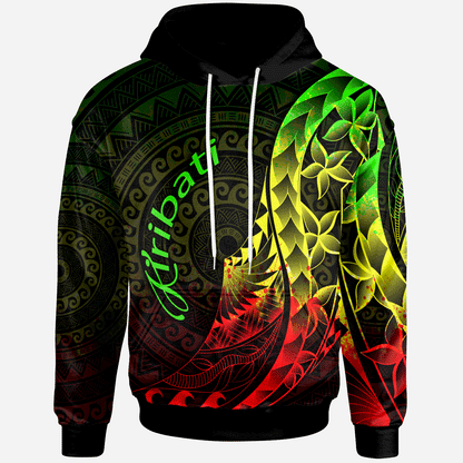 Kiribati Hoodie Polynesian Pattern Style Reggae Color
