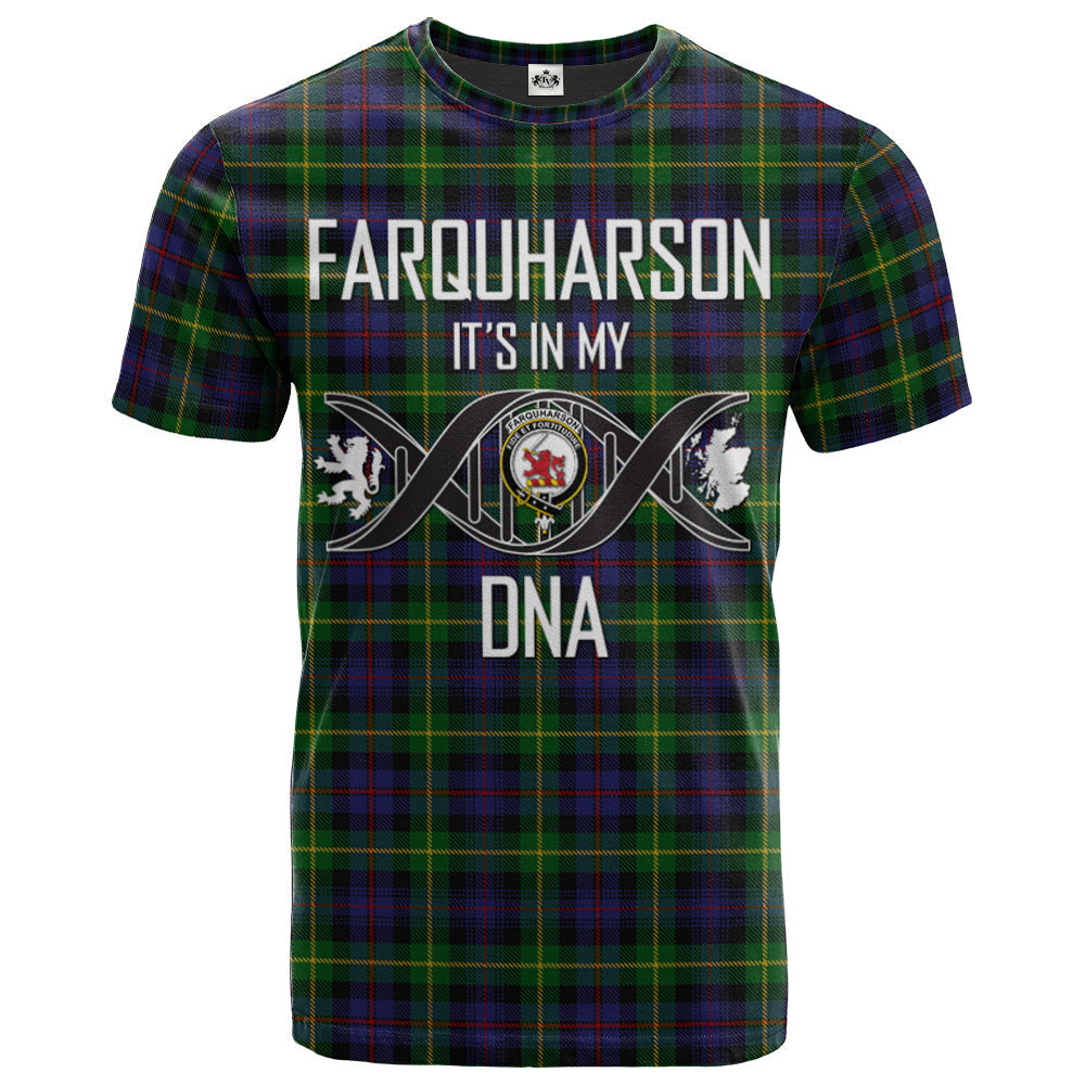 Printivon Farquharson Clan DNA In Me Tartan Crest T Shirt