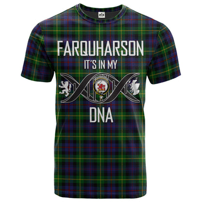 Printivon Farquharson Clan DNA In Me Tartan Crest T Shirt